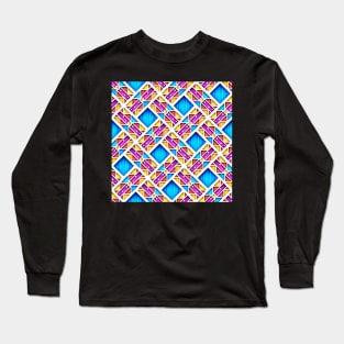 3d Geometric Pattern, Rhombic  Motif Long Sleeve T-Shirt